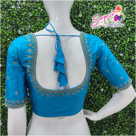 Machine work designer Readymade blouse blue color