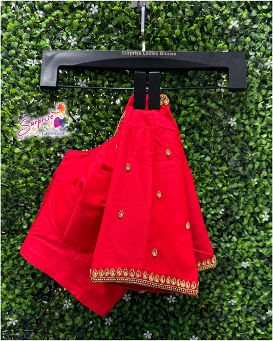Designer handwork Ari work blouse Red color