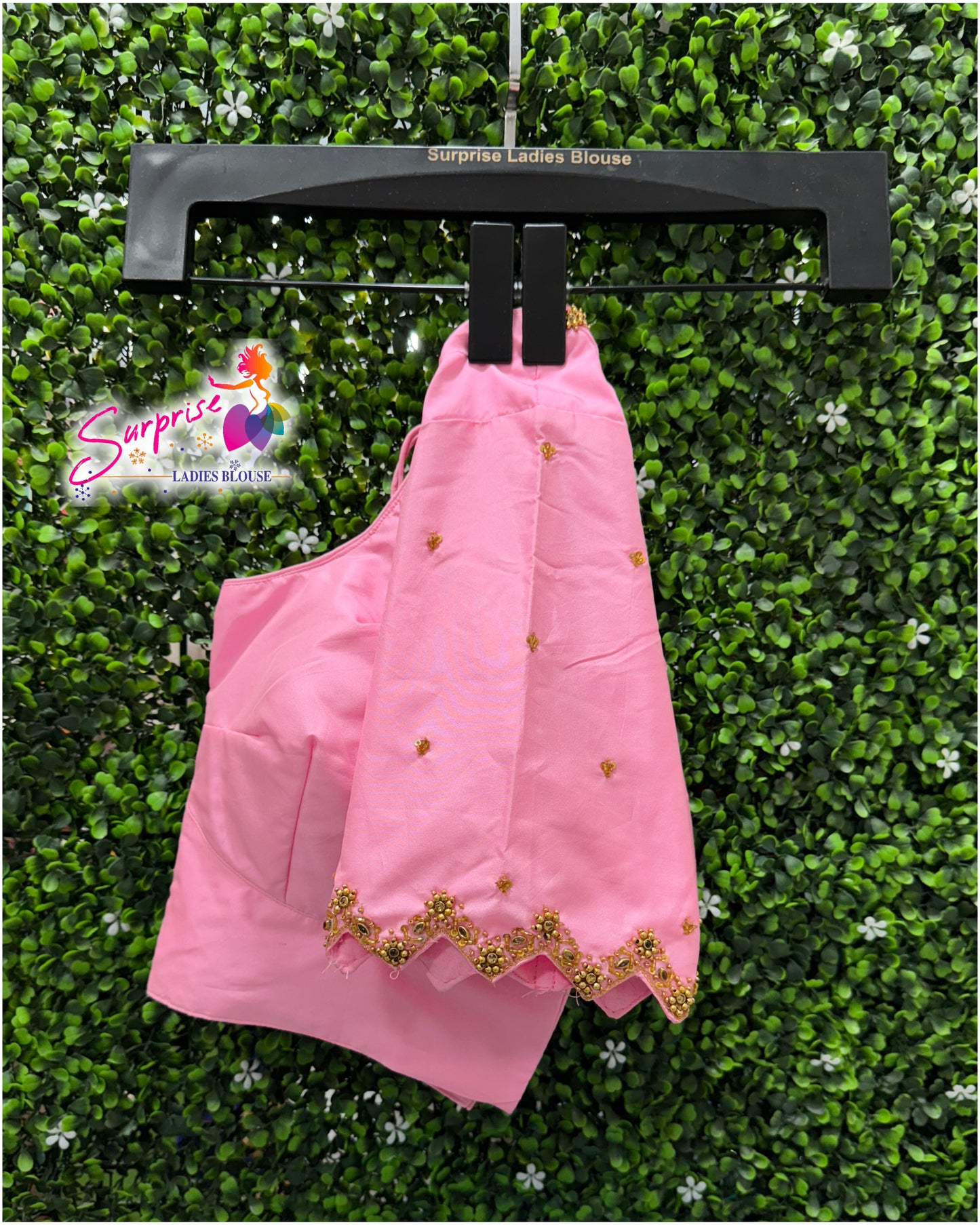 Handwork designer Ari work blouse baby pink color