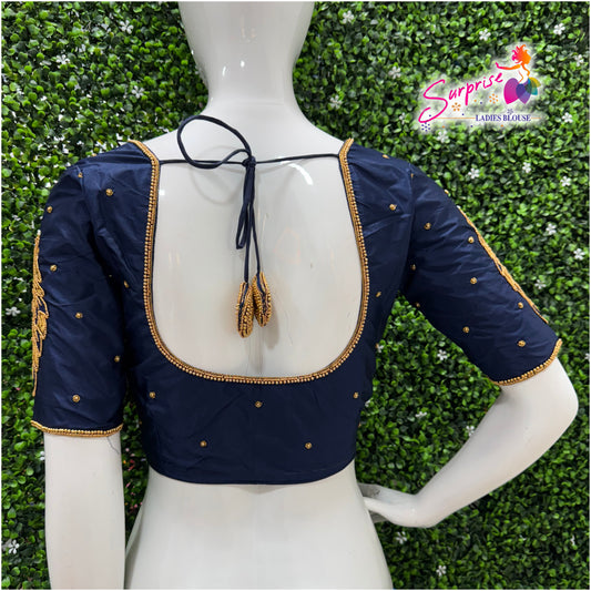 Designer handwork Ari work blouse Navy blue color
