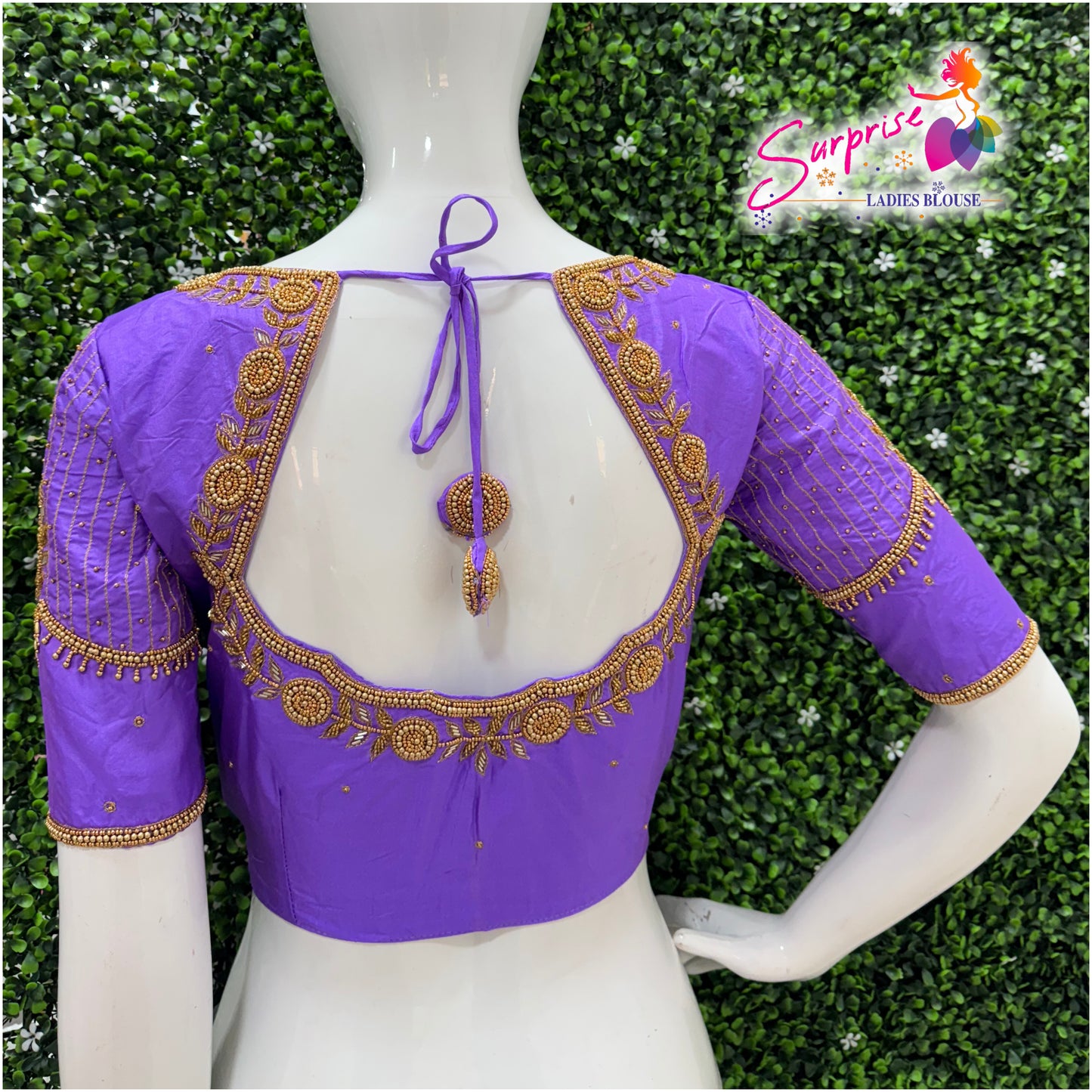 Designer handwork Ari work blouse Lavender color