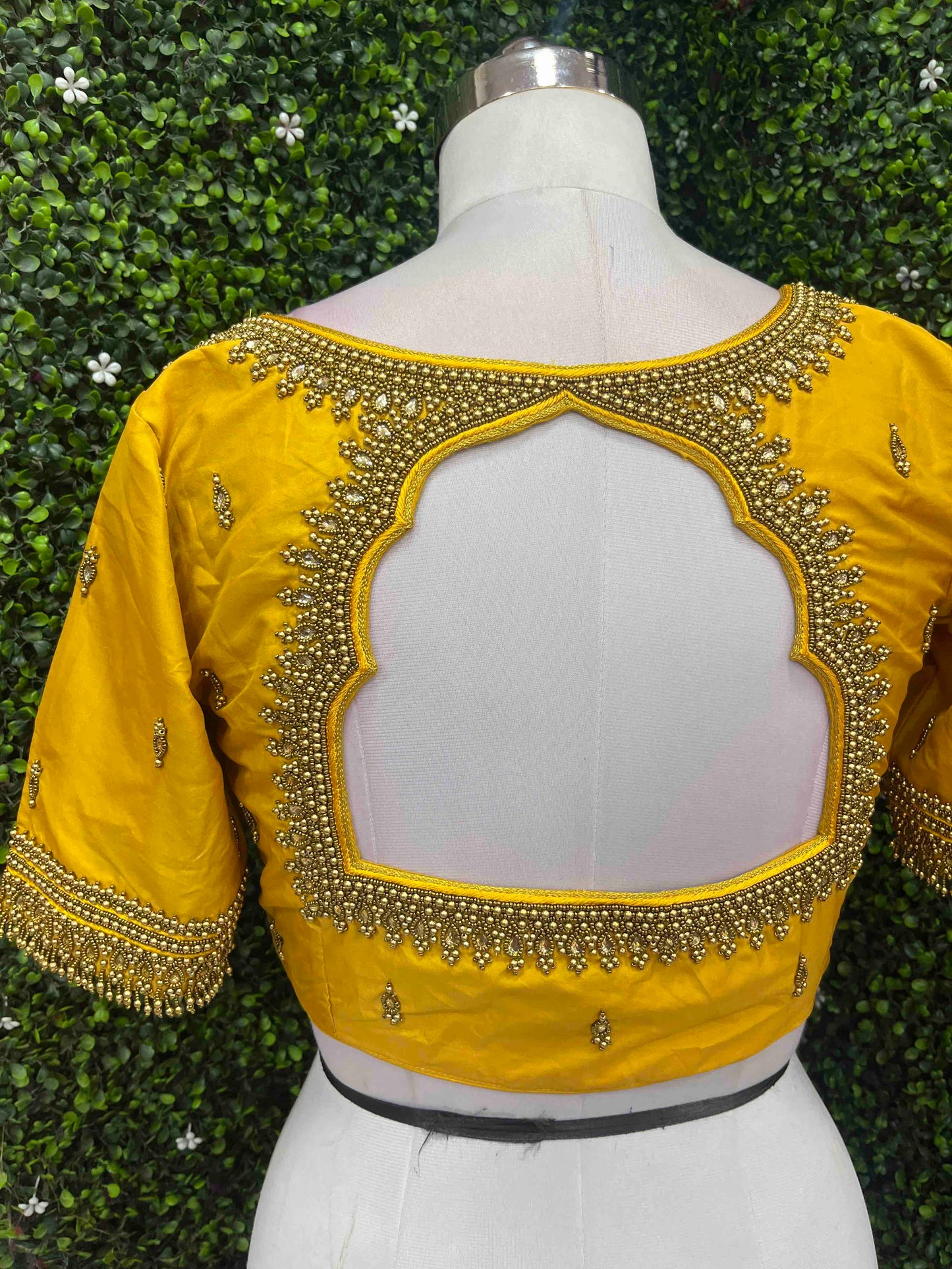 Handwork designer Ari work blouse yellow color