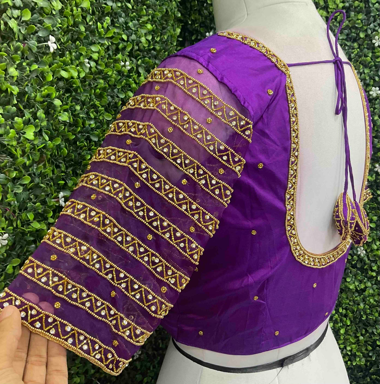 Handwork designer Ari work blouse purple color