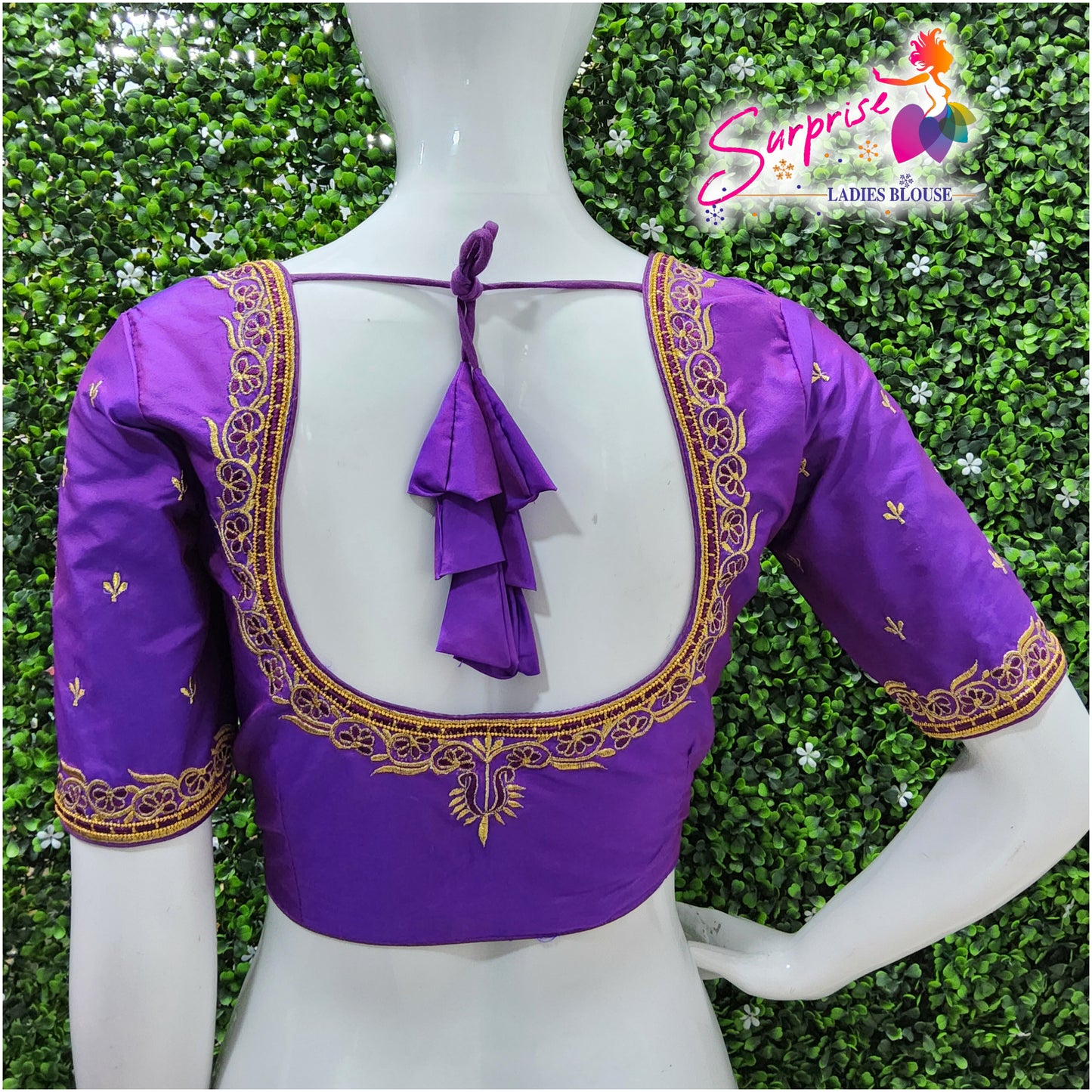 Machine work designer Readymade blouse purple color