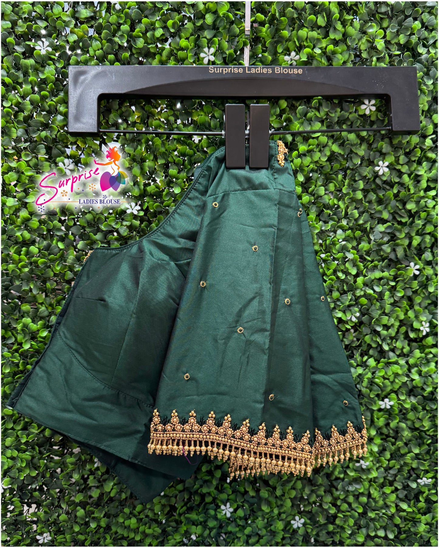 Designer handwork Ari work blouse Green color