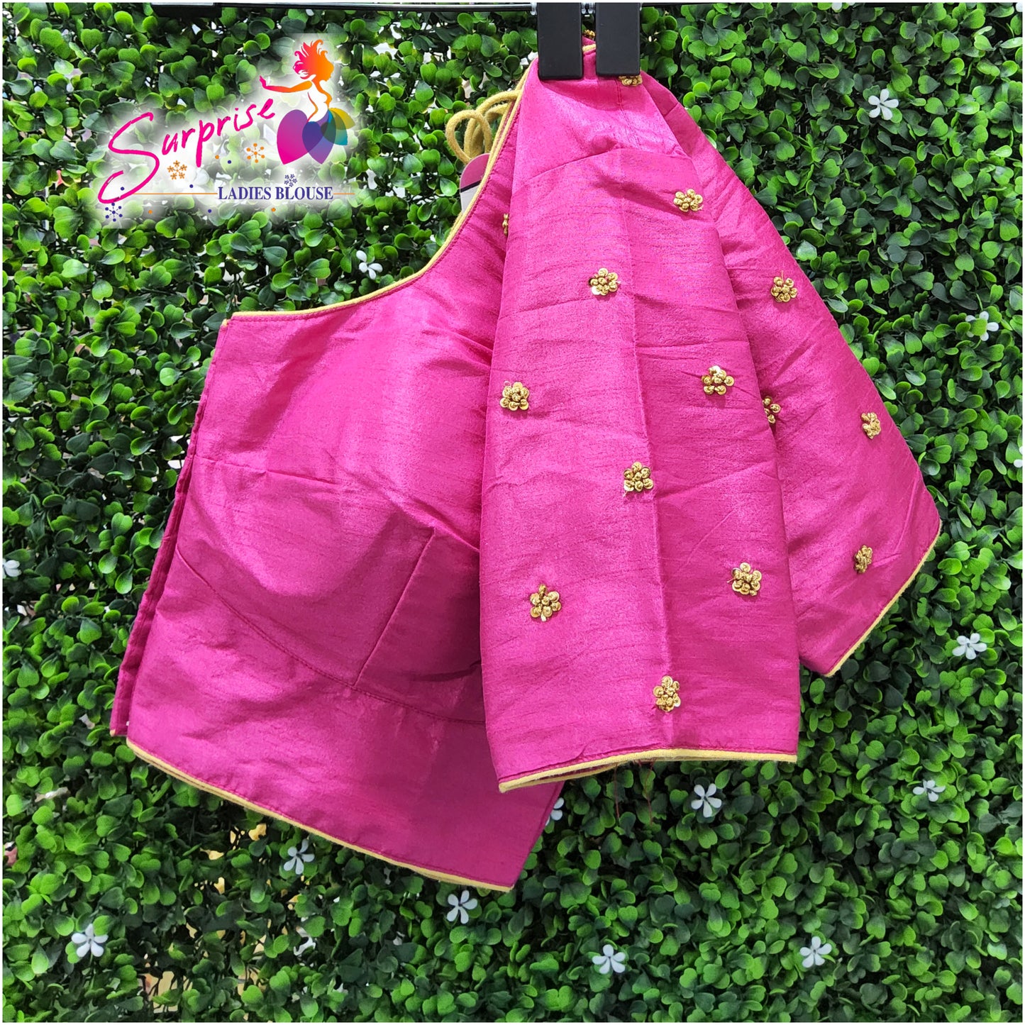 Simple handwork readymade blouse pink color