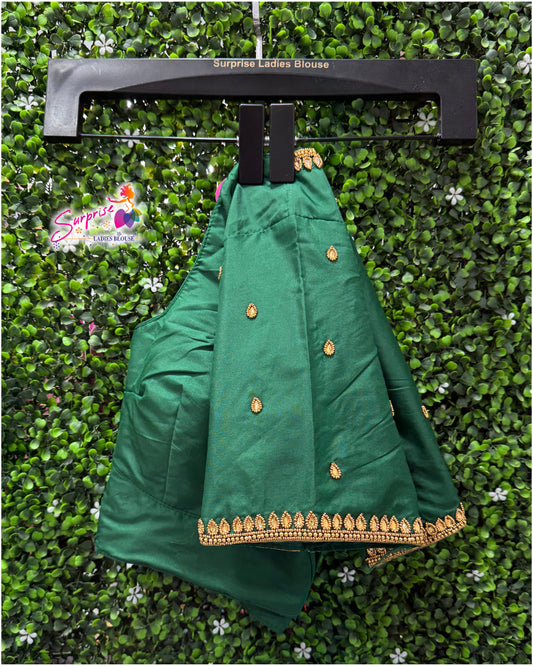 Designer handwork Ari work blouse Green color