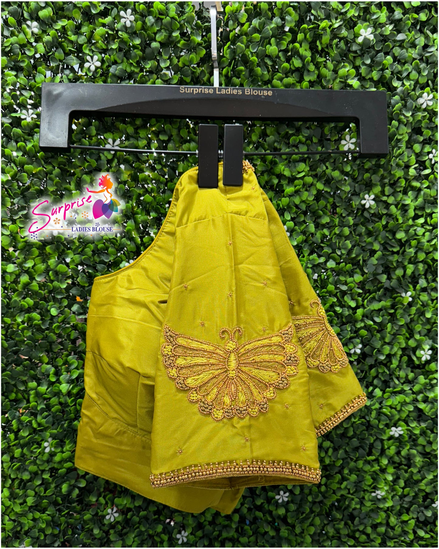 Designer handwork Ari work blouse Green color