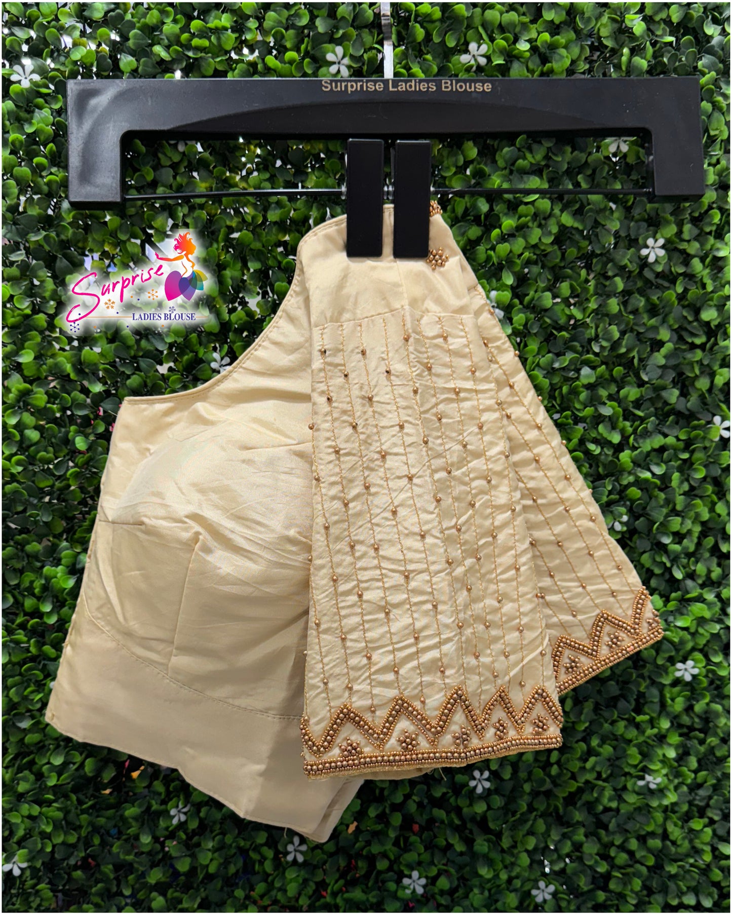 Designer handwork Ari work blouse Cream color