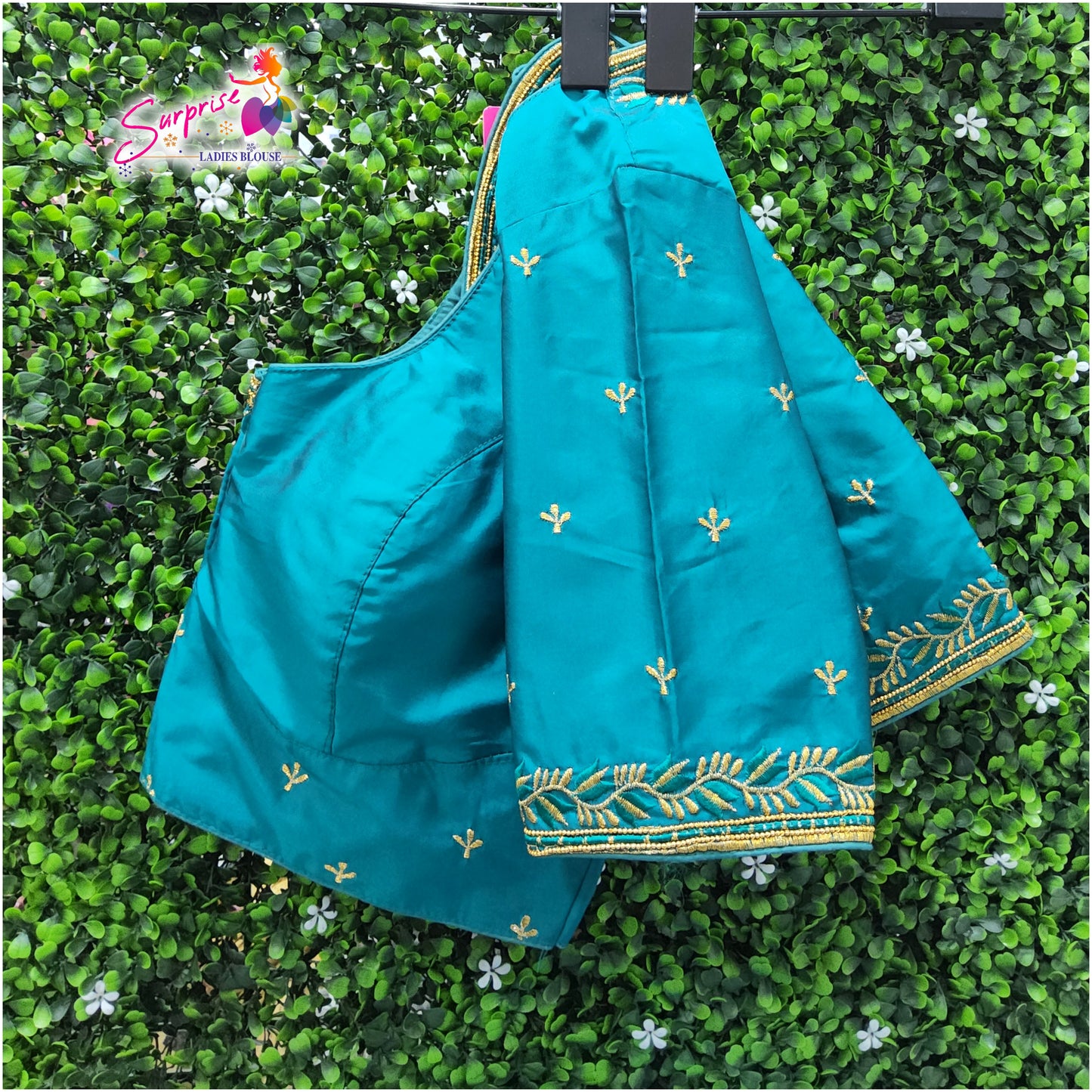 Machine work designer Readymade blouse blue color
