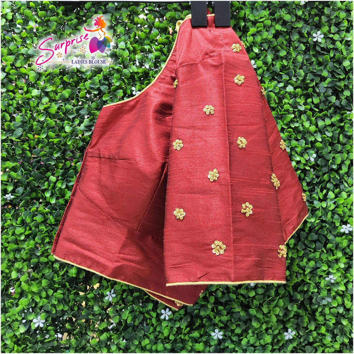 Simple handwork readymade blouse maroon color
