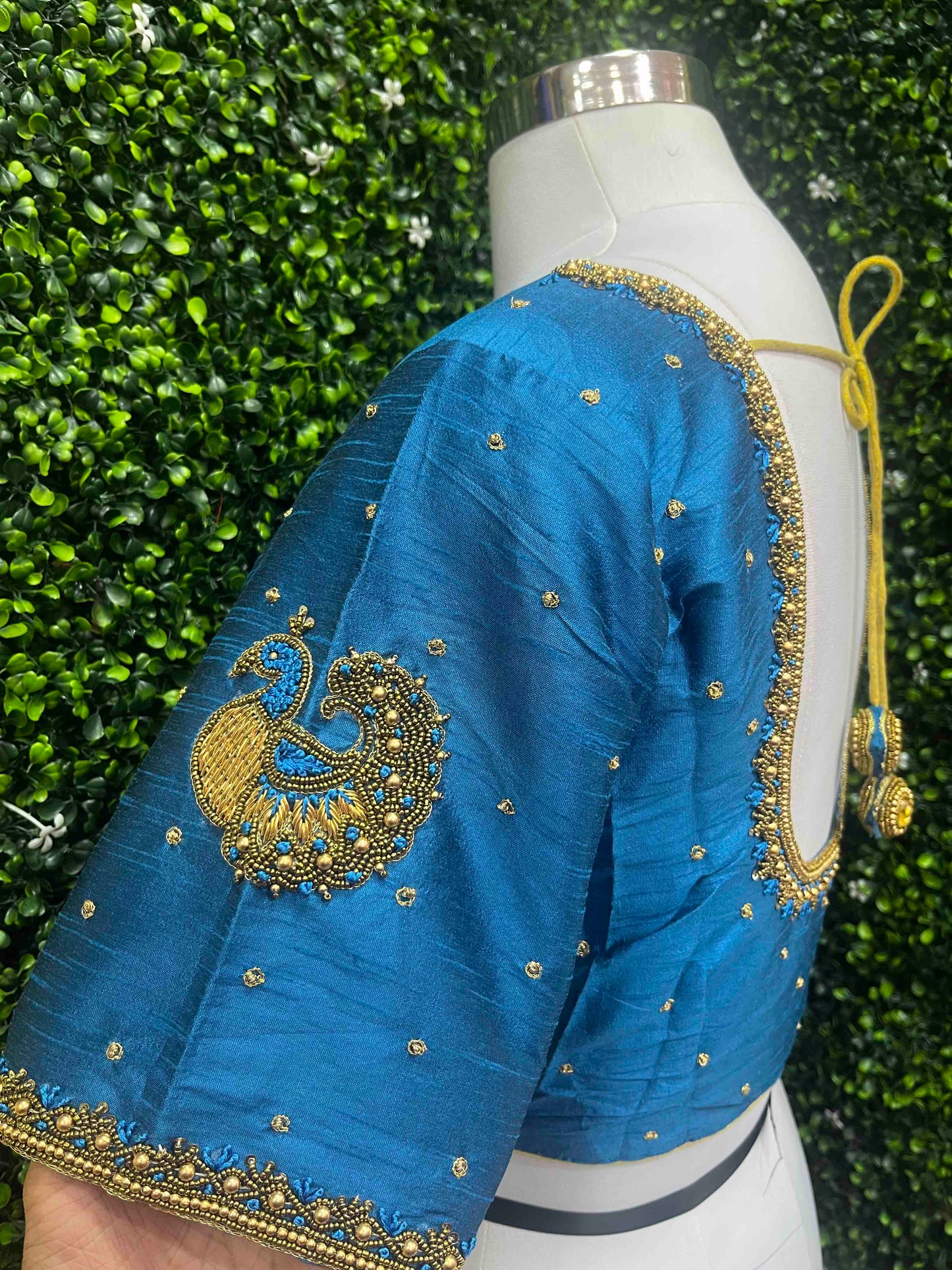 Handwork designer Ari work blouse blue color
