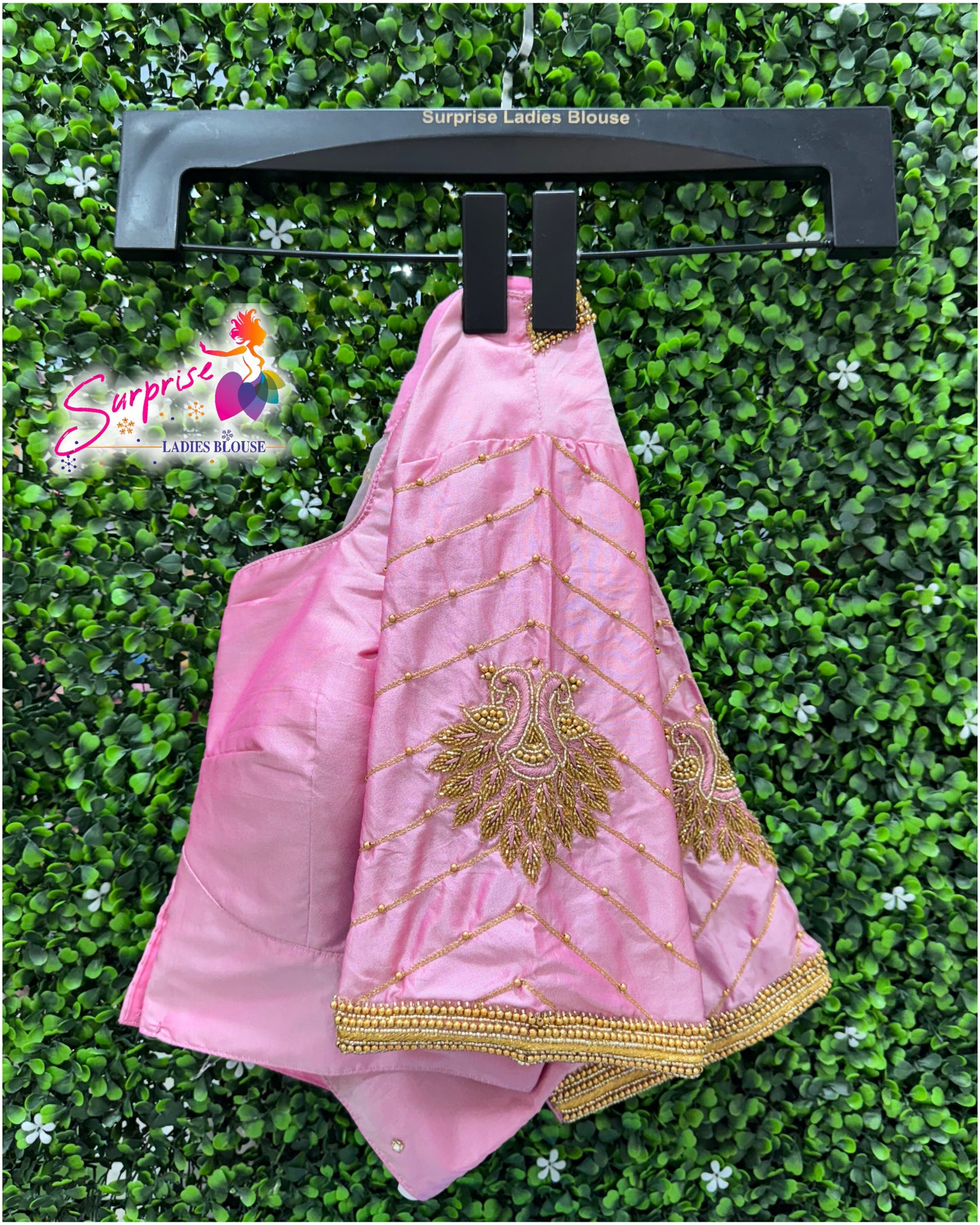 Designer handwork Ari work blouse Baby Pink color