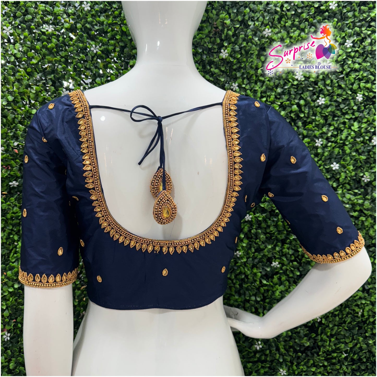 Designer handwork Ari work blouse Navy Blue color