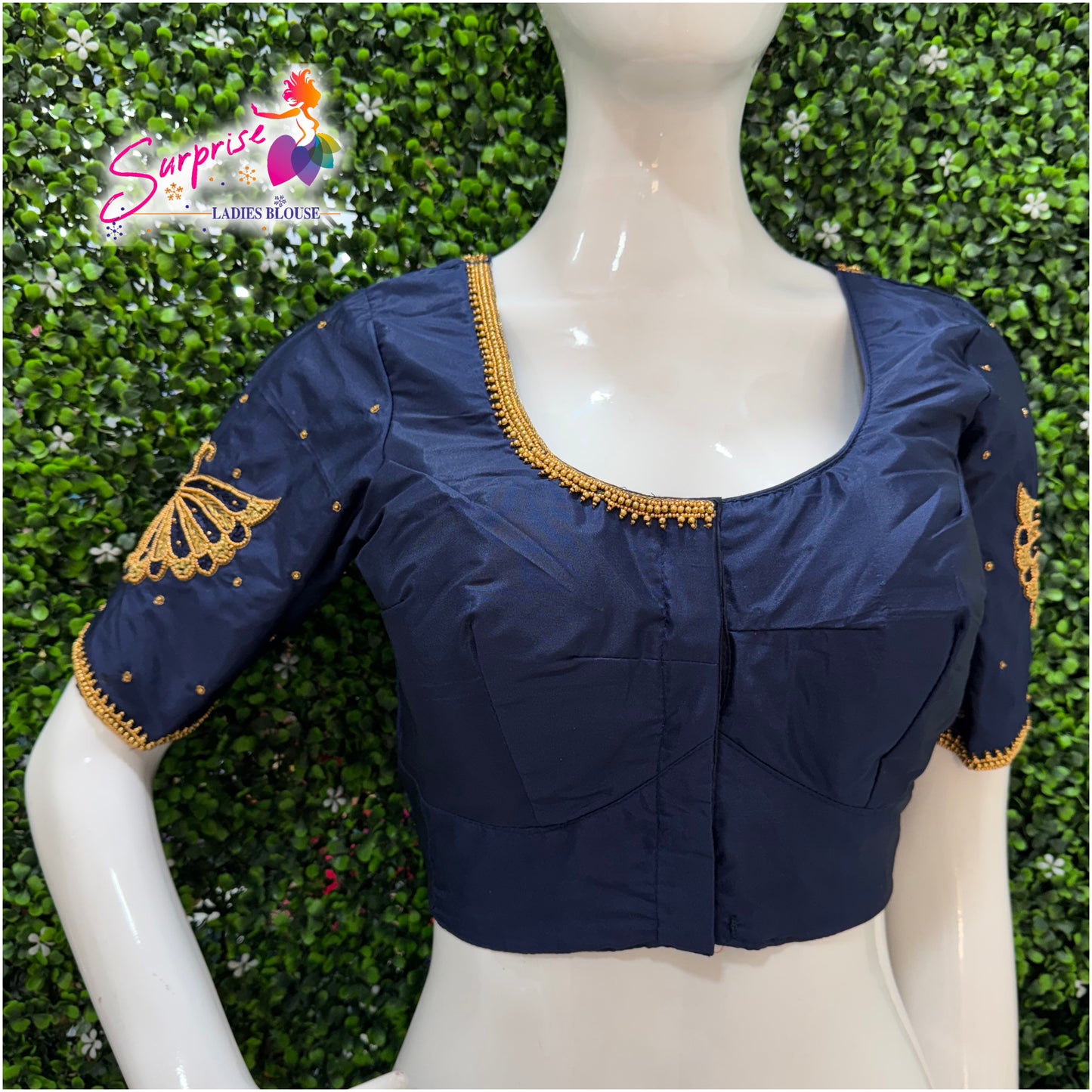 Designer handwork Ari work blouse Navy Blue color