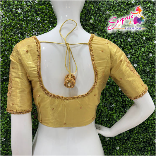 Designer handwork Ari work blouse Gold color