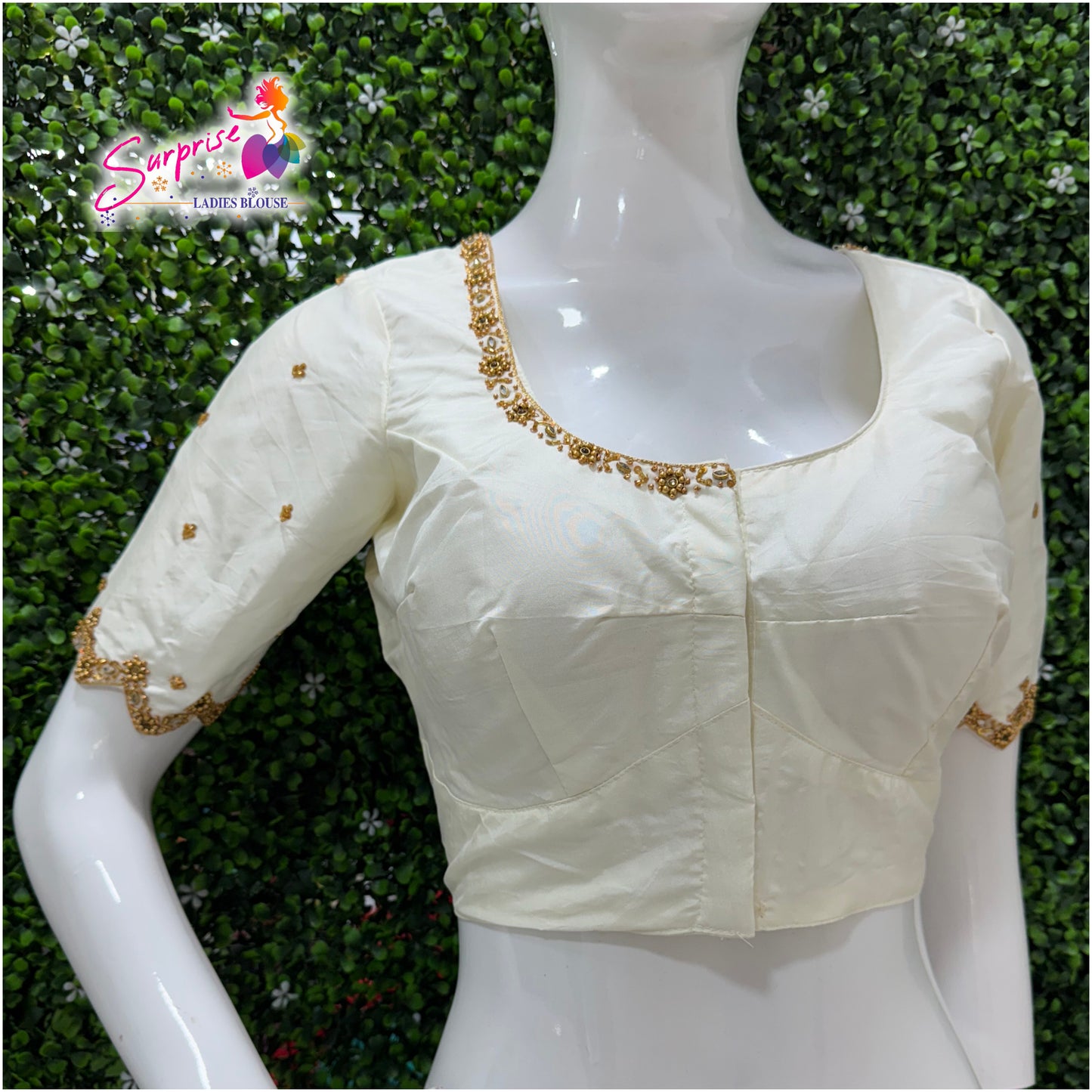 Handwork designer Ari work blouse cream / off white color