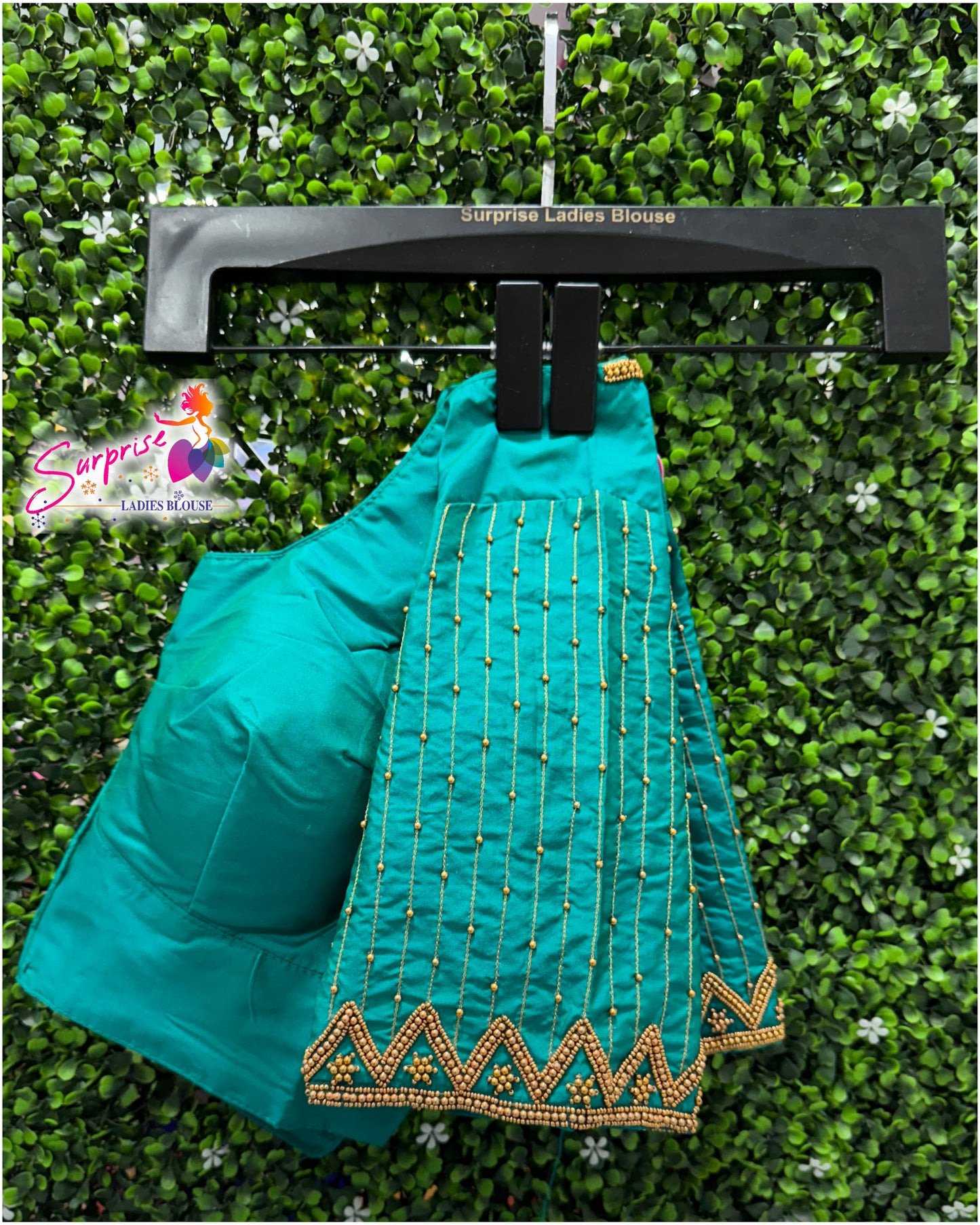 Designer handwork Ari work blouse Blue color