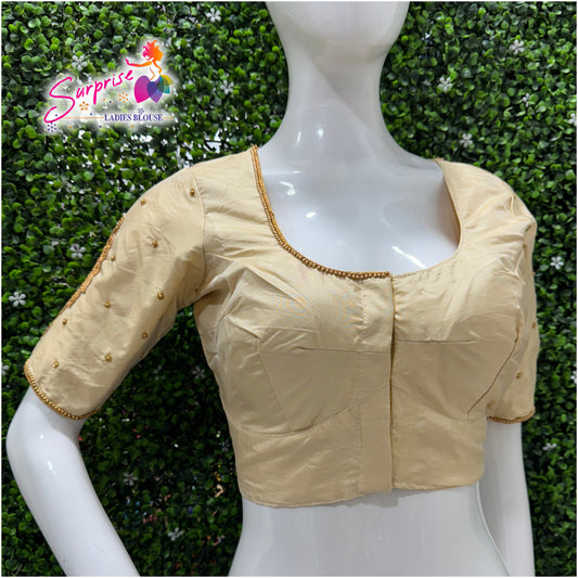 Designer handwork Ari work blouse cream color