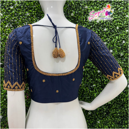 Designer handwork Ari work blouse Navy Blue color