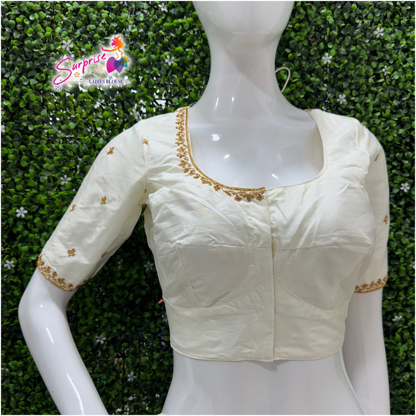 Handwork designer Ari work blouse off white / cream color