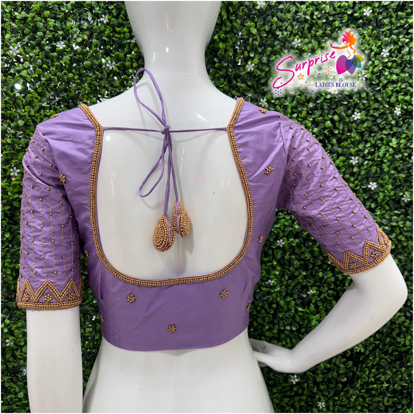 Designer handwork Ari work blouse Lavender color