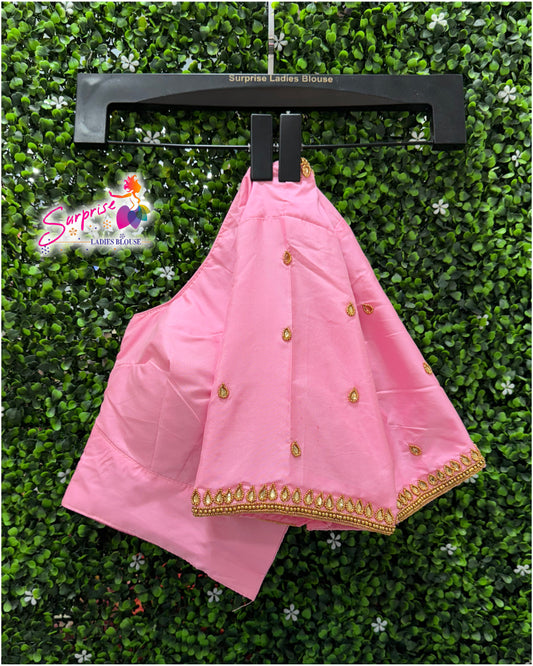 Designer handwork Ari work blouse Baby Pink color
