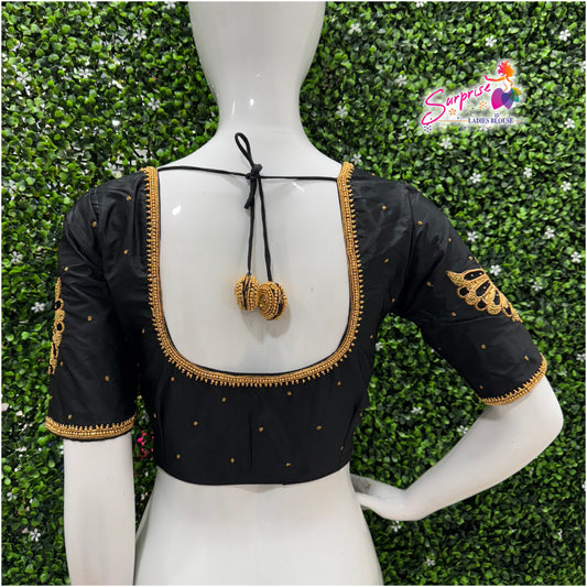 Designer handwork Ari work blouse Black color