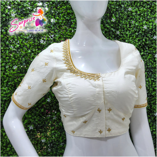 Machine work designer Readymade blouse cream / off white color