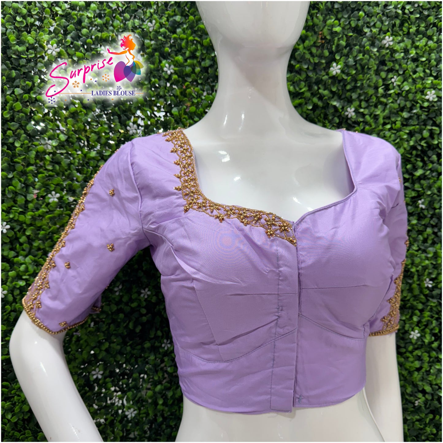 Designer handwork Ari work blouse Lavender color