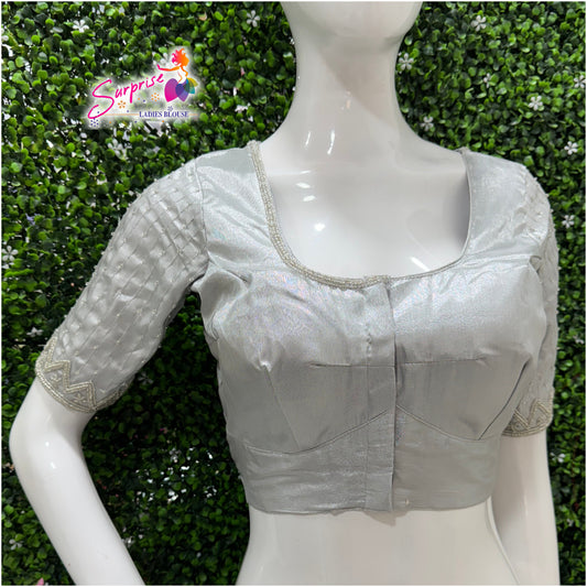 Designer handwork Ari work blouse Silver color