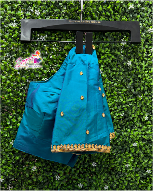 Designer handwork Ari work blouse Blue color