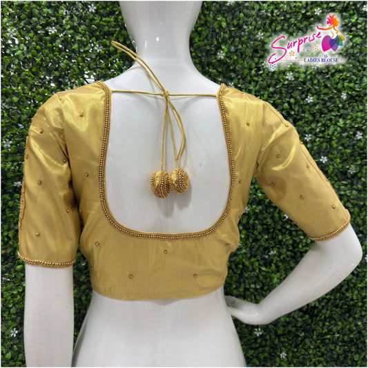 Designer handwork Ari work blouse Gold color