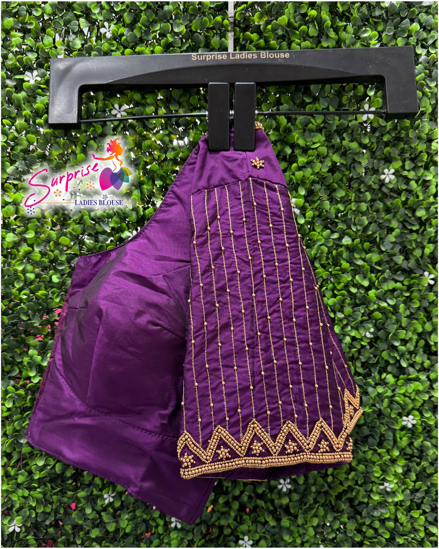 Designer handwork Ari work blouse Purple color
