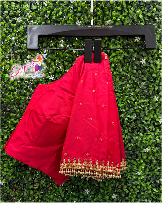 Designer handwork Ari work blouse Red color