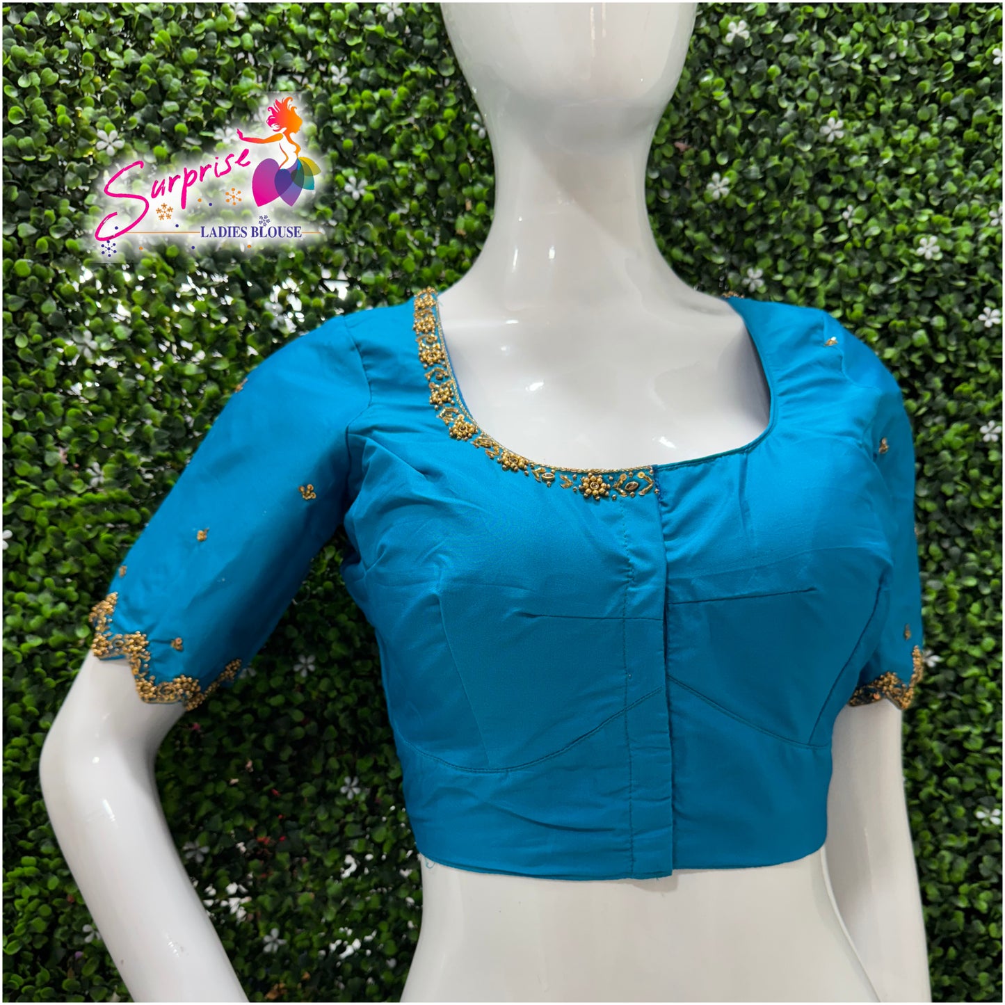 Handwork designer Ari work blouse blue color