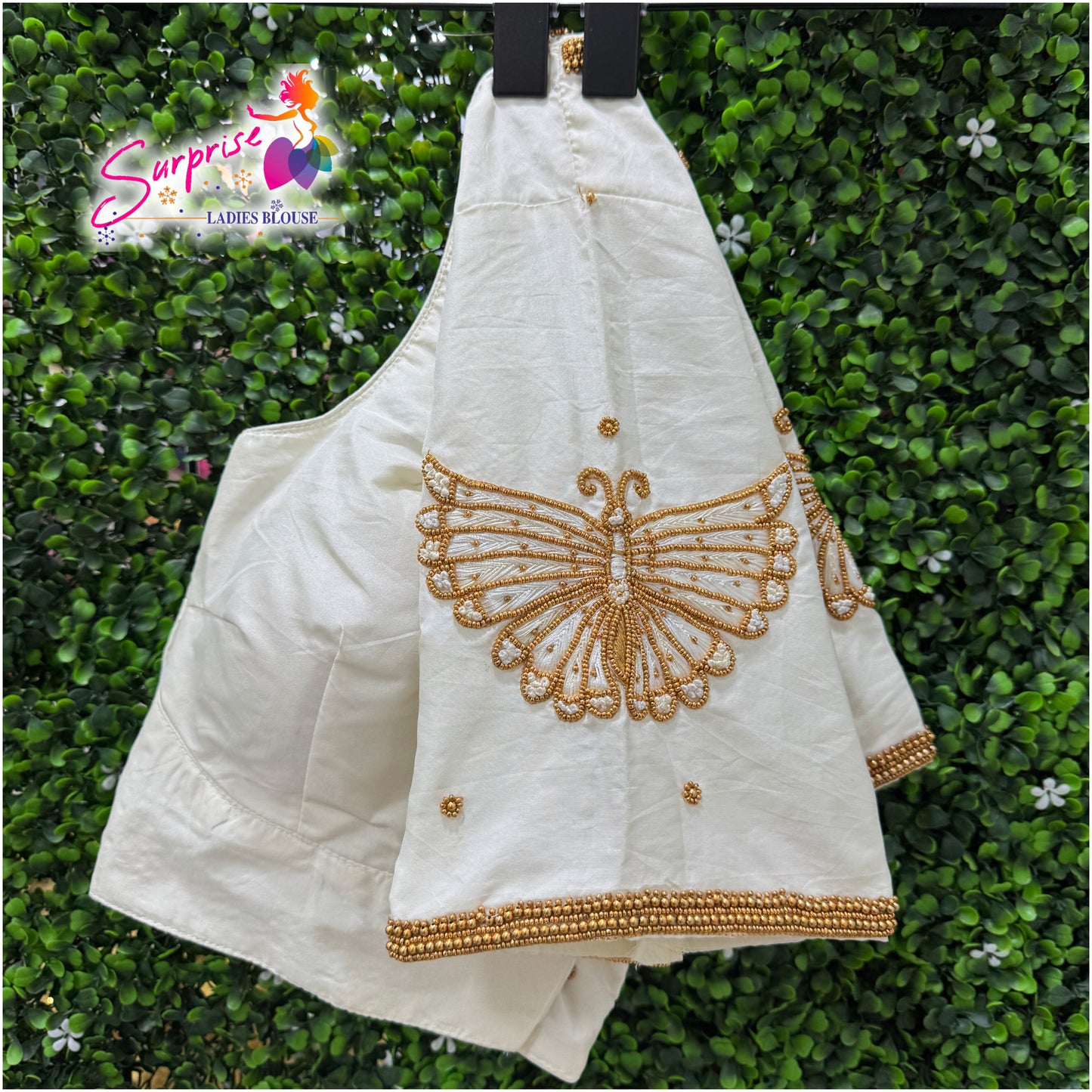 Designer Ari work handwork readymade blouse cream / off white color