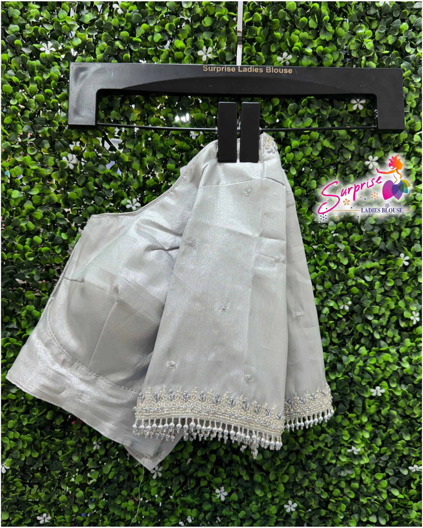 Designer handwork Ari work blouse Silver color