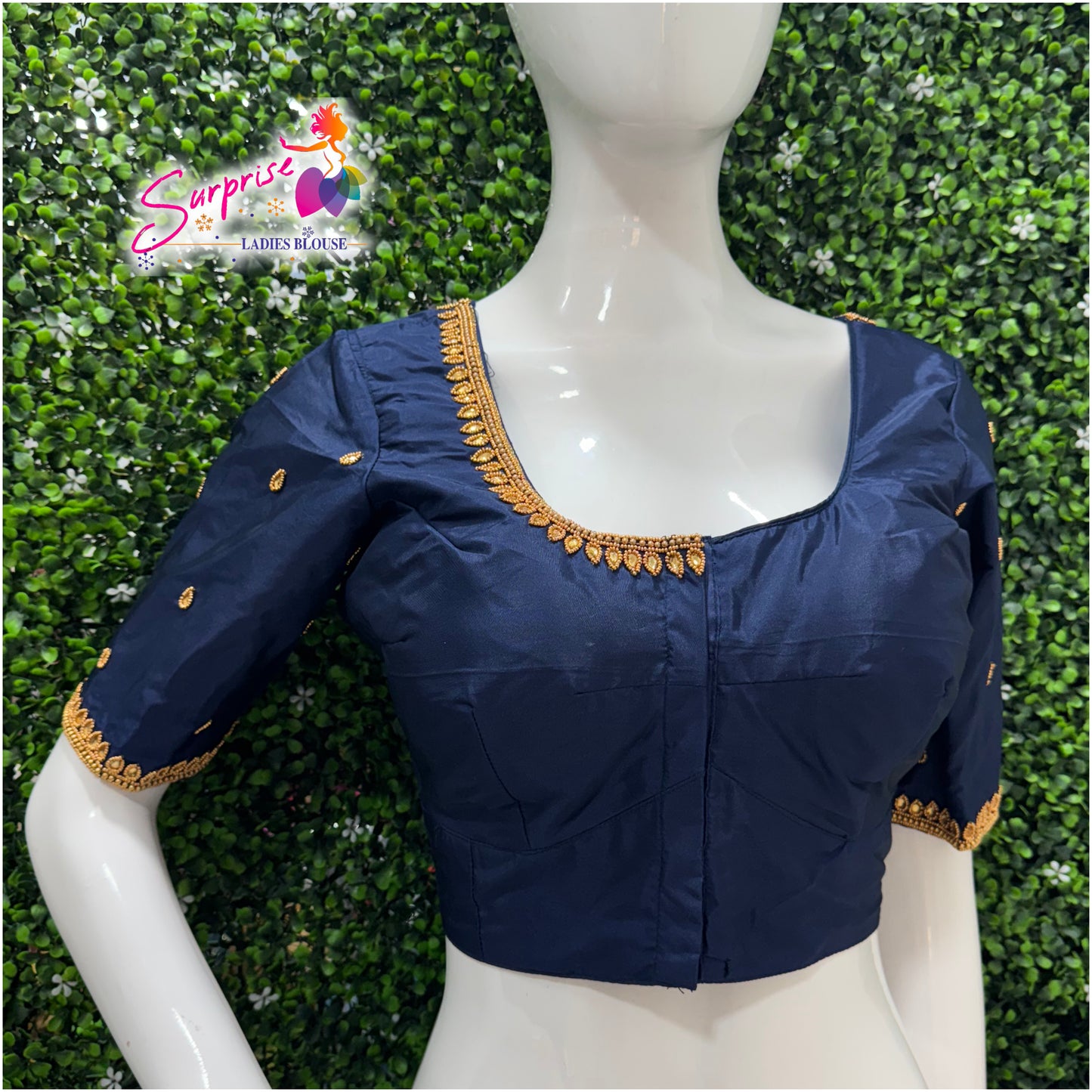 Designer handwork Ari work blouse Navy Blue color