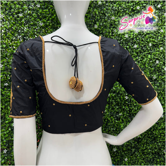 Designer handwork Ari work blouse Black color