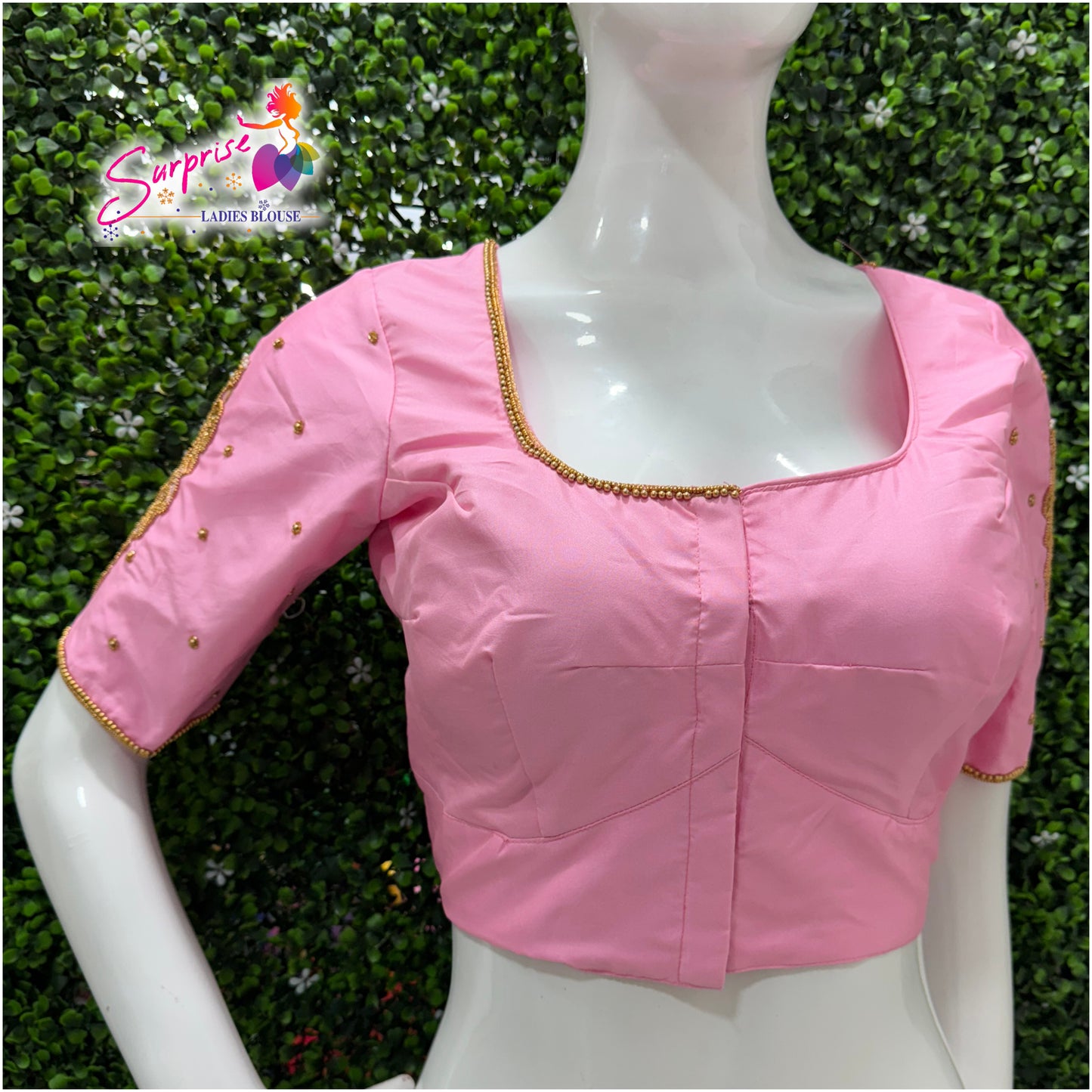 Designer handwork Ari work blouse Baby Pink color
