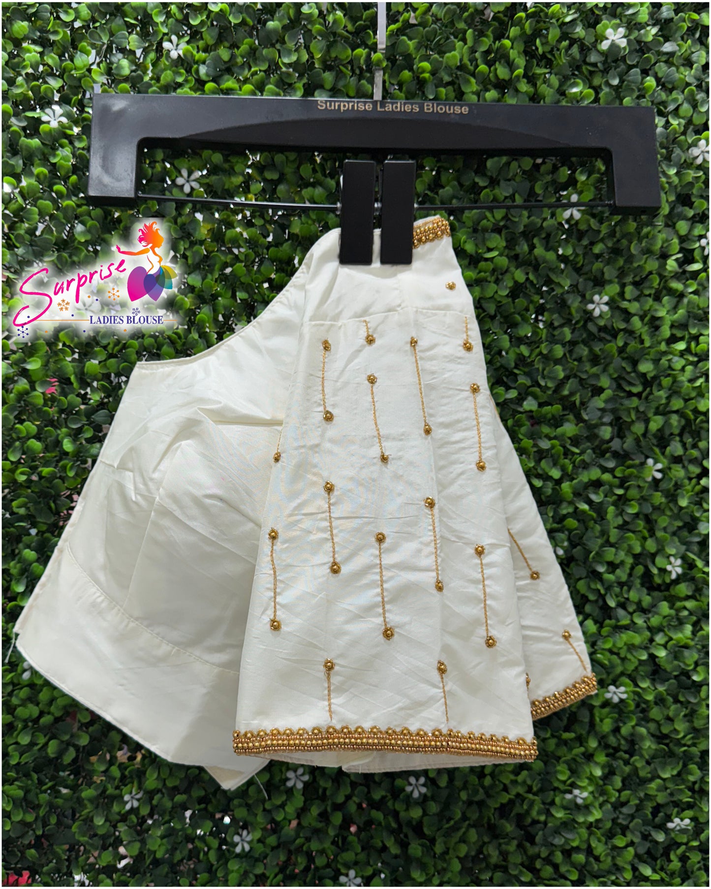 Designer handwork Ari work blouse cream / off white color