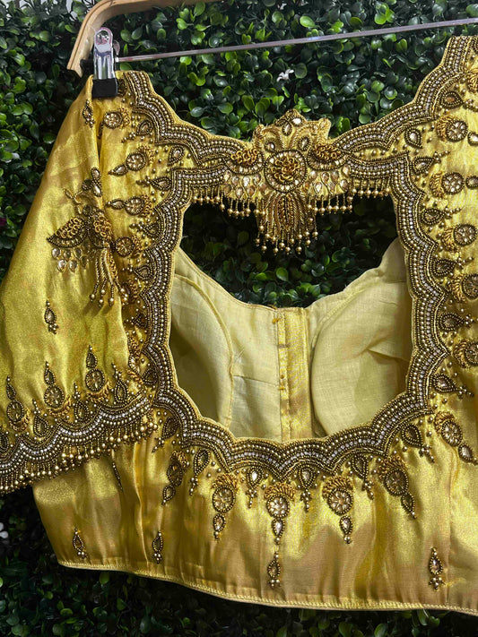 Designer Handwork Blouse Gold
