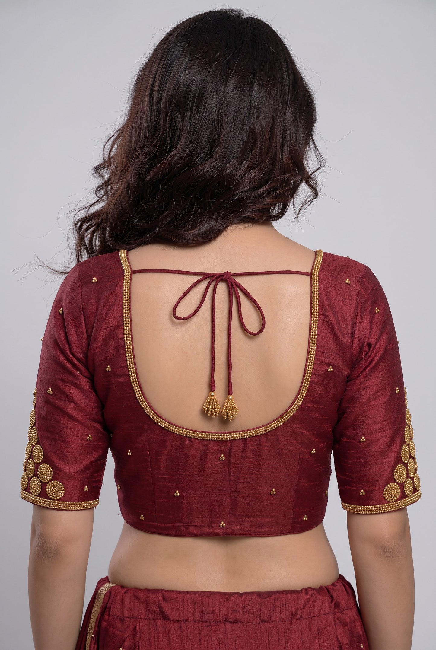 HANDWORK READY MADE BLOUSE AARI WORK (MAROON)