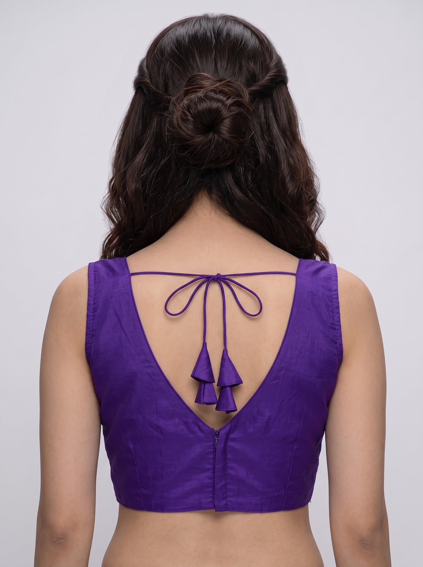 READY MADE SLEEVELESS SILK BLOUSE (PURPLE)