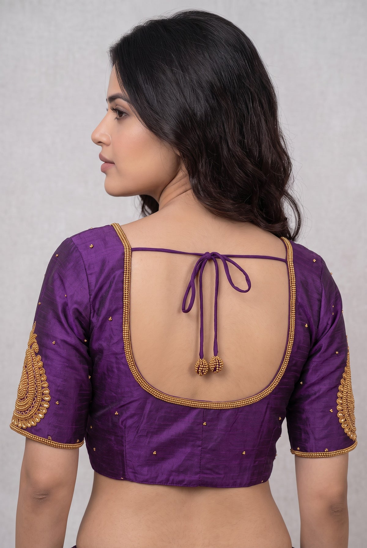 HANDWORK READY MADE BLOUSE (PURPLE)