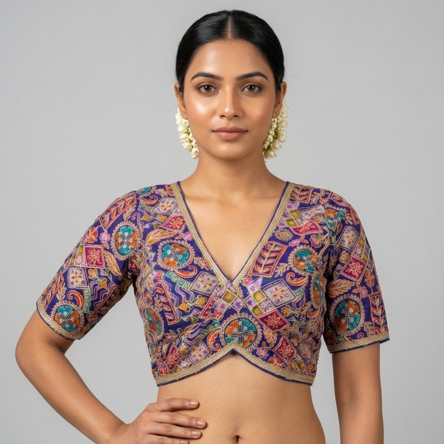 Multicolor Crepe Silk Blouse