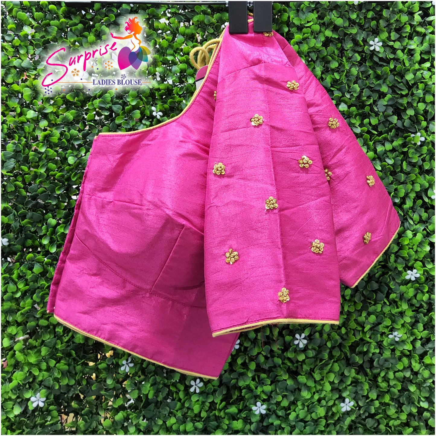 Simple handwork readymade blouse pink color