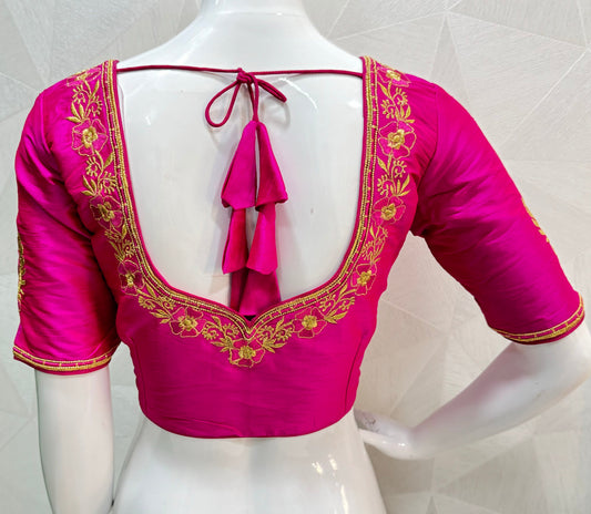 Machine work designer Readymade blouse silver color