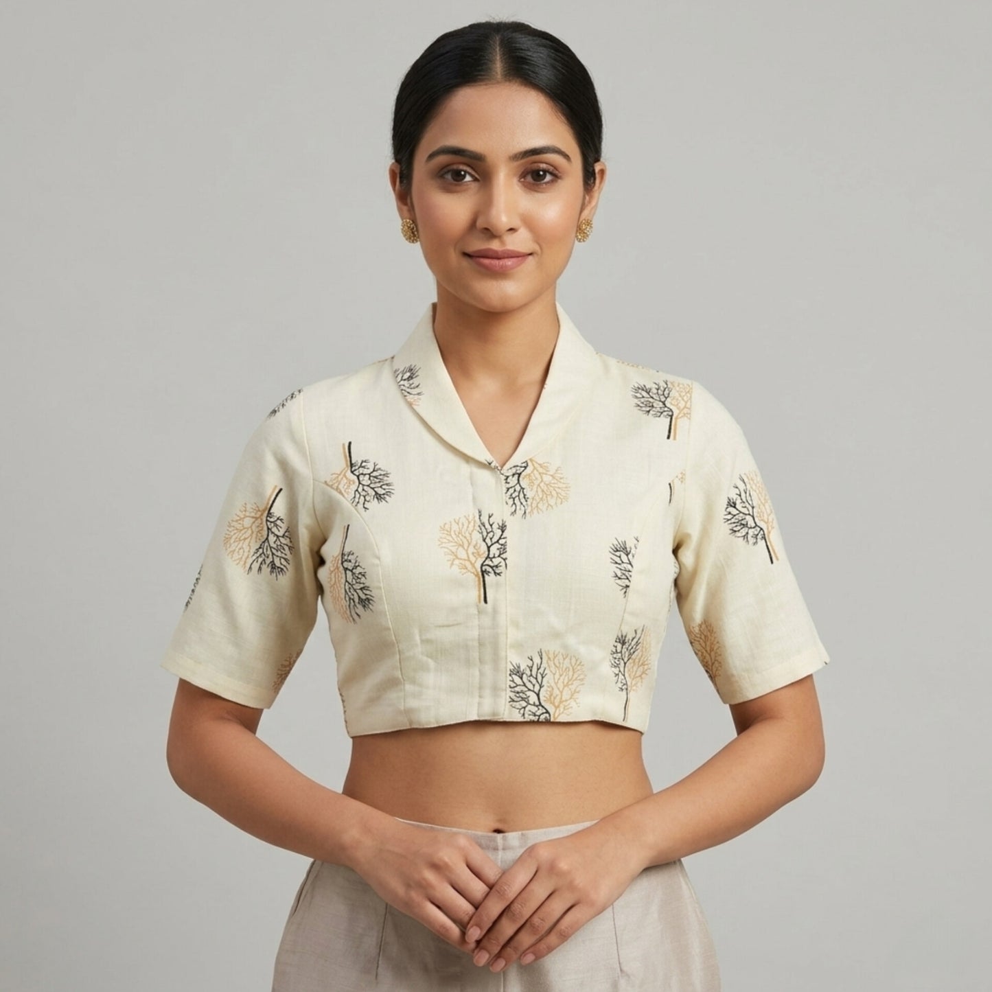Collar khadi cotton blouse